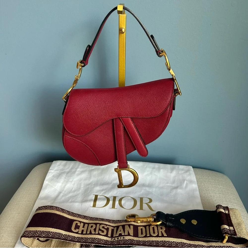 Dior Mini Red Saddle Bag - Picture 2 of 16